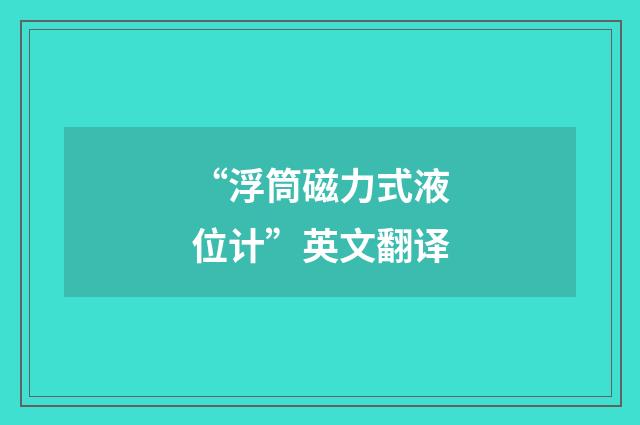 “浮筒磁力式液位计”英文翻译