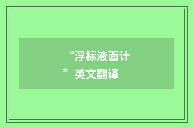 “浮标液面计”英文翻译