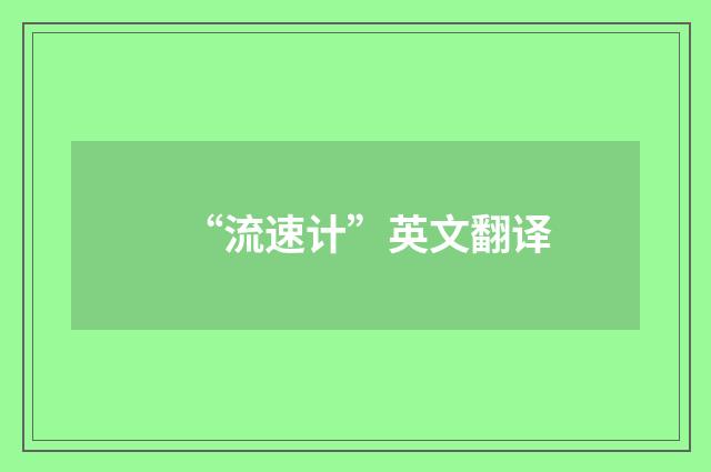 “流速计”英文翻译