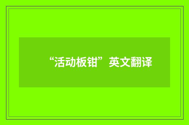 “活动板钳”英文翻译