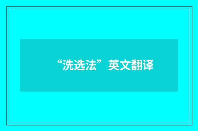 “洗选法”英文翻译