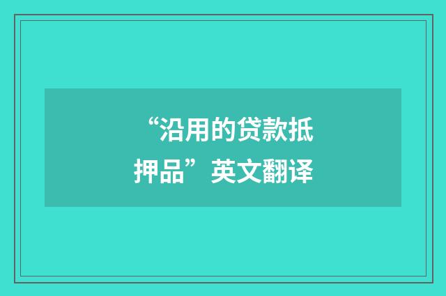 “沿用的贷款抵押品”英文翻译