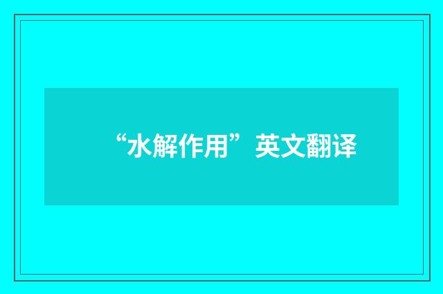 “水解作用”英文翻译