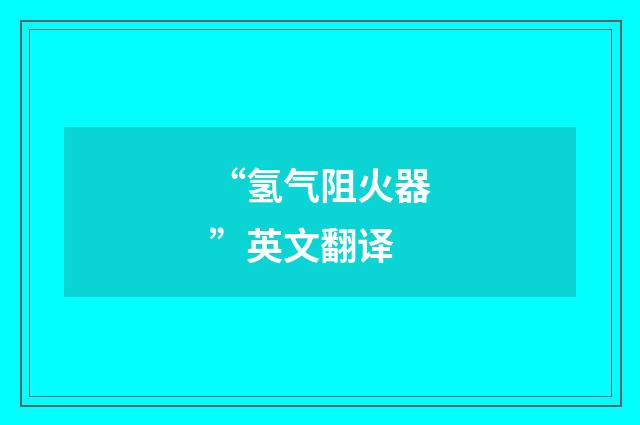 “氢气阻火器”英文翻译
