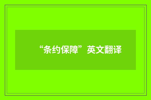 “条约保障”英文翻译