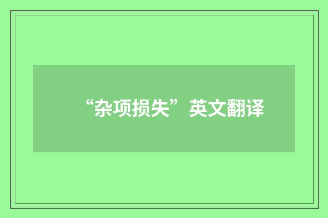“杂项损失”英文翻译