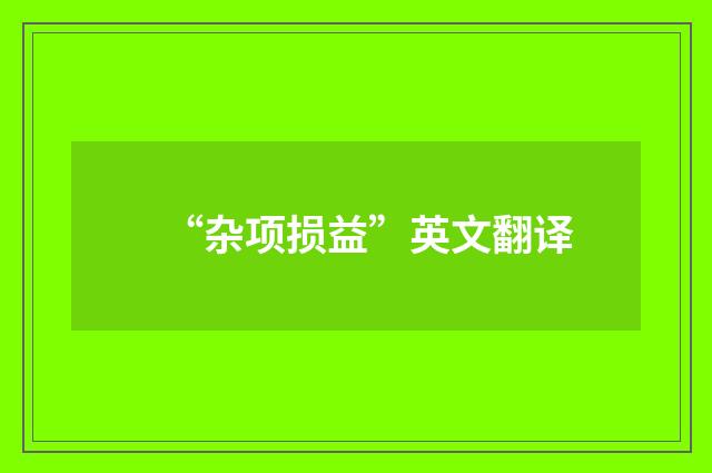 “杂项损益”英文翻译