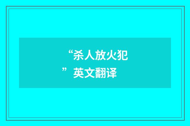 “杀人放火犯”英文翻译