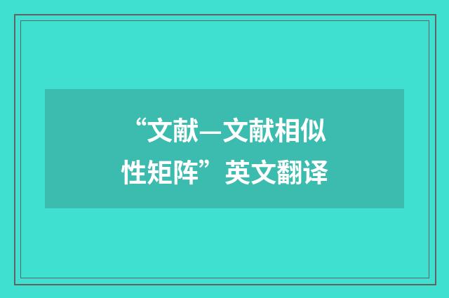 “文献—文献相似性矩阵”英文翻译