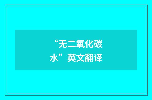 “无二氧化碳水”英文翻译