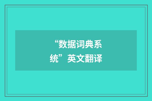 “数据词典系统”英文翻译