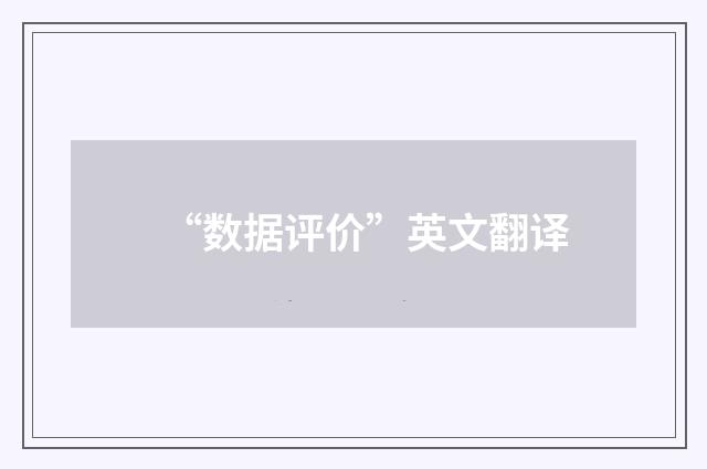 “数据评价”英文翻译