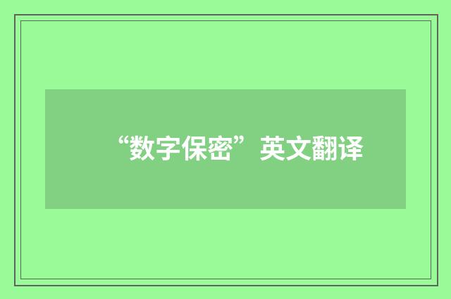 “数字保密”英文翻译