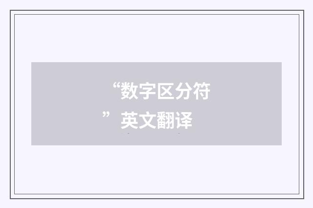 “数字区分符”英文翻译