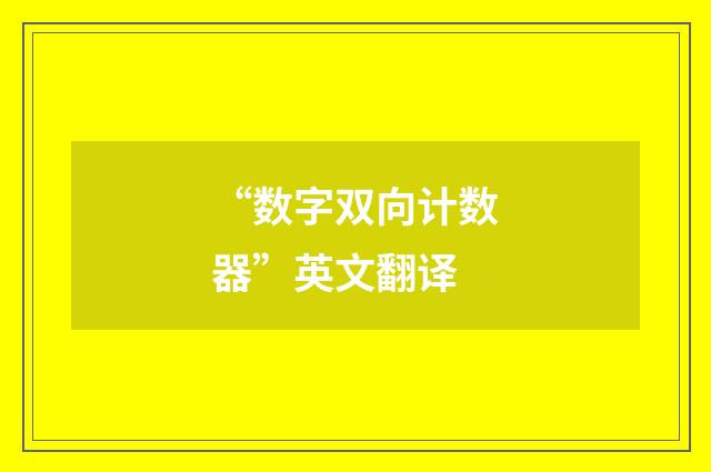 “数字双向计数器”英文翻译
