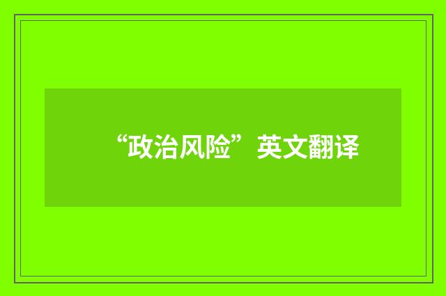 “政治风险”英文翻译