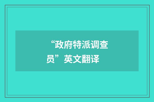 “政府特派调查员”英文翻译