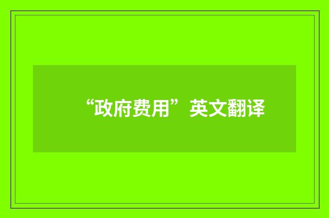 “政府费用”英文翻译