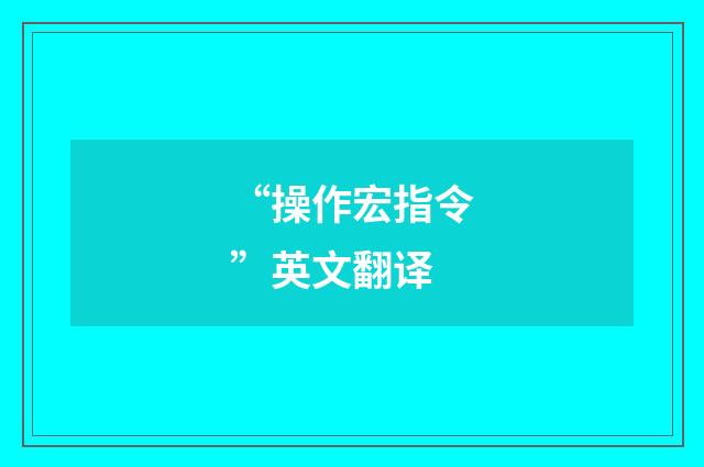 “操作宏指令”英文翻译