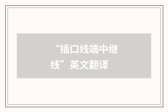 “插口线端中继线”英文翻译