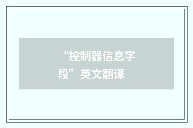 “控制器信息字段”英文翻译