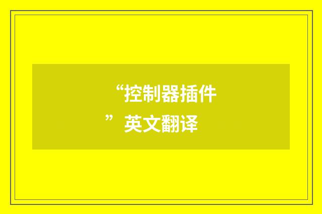 “控制器插件”英文翻译