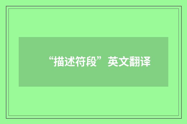 “描述符段”英文翻译