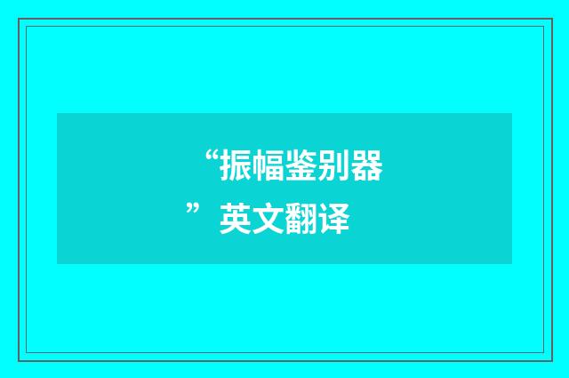 “振幅鉴别器”英文翻译