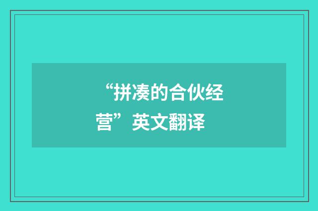 “拼凑的合伙经营”英文翻译