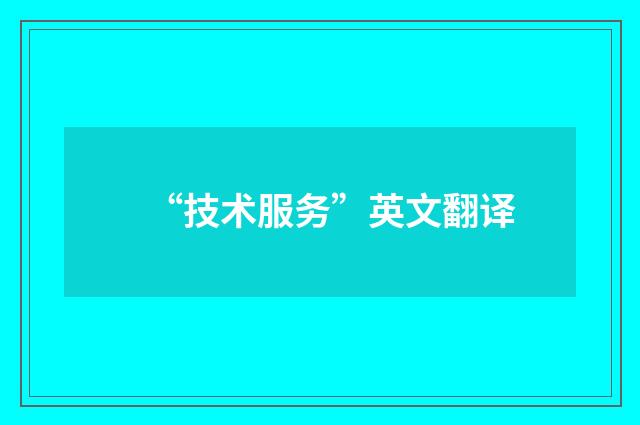 “技术服务”英文翻译