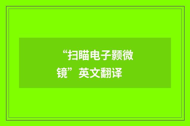 “扫瞄电子颢微镜”英文翻译