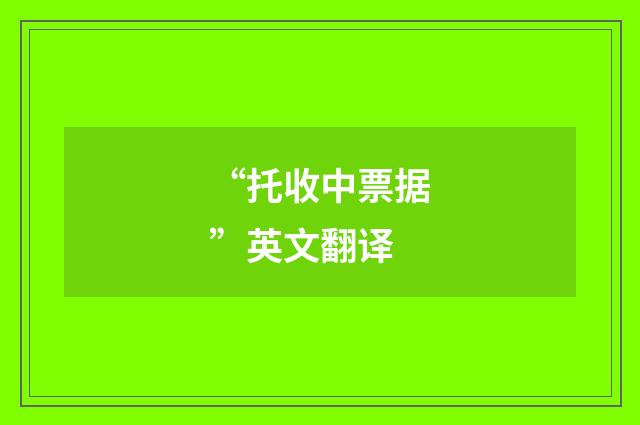 “托收中票据”英文翻译