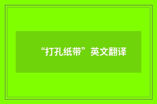 “打孔纸带”英文翻译