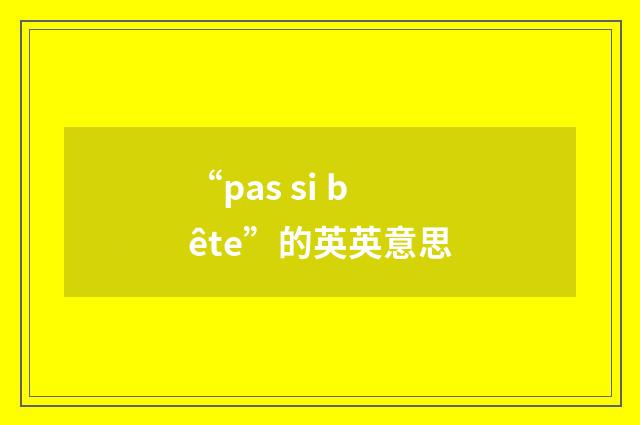 “pas si bête”的英英意思