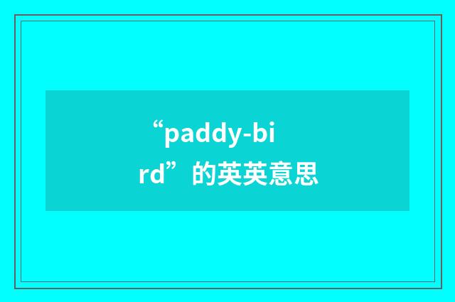 “paddy-bird”的英英意思