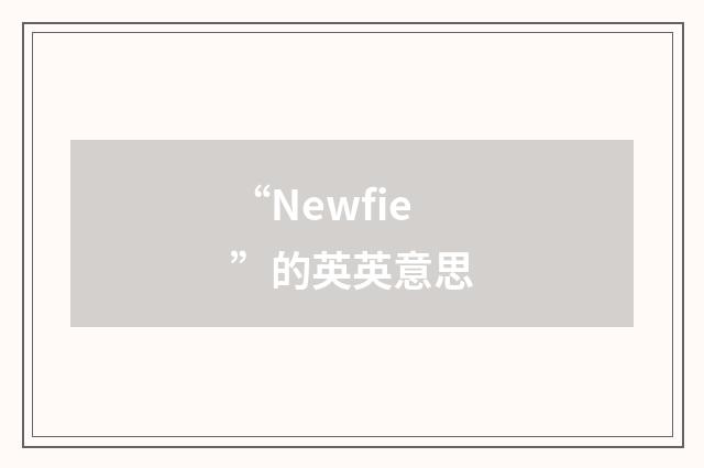 “Newfie”的英英意思