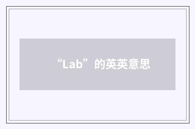 “Lab”的英英意思