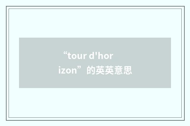 “tour d'horizon”的英英意思