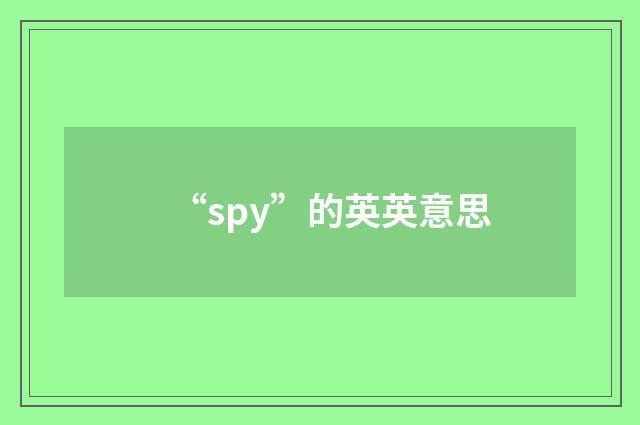 “spy”的英英意思