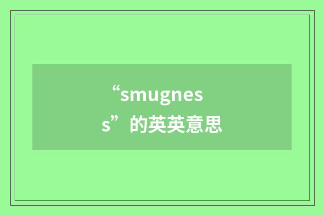 “smugness”的英英意思