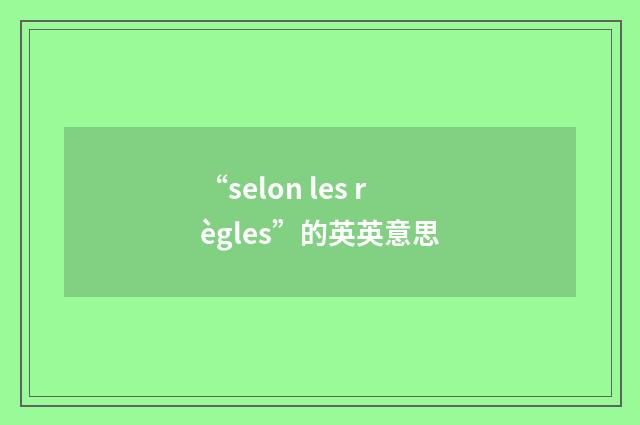 “selon les règles”的英英意思