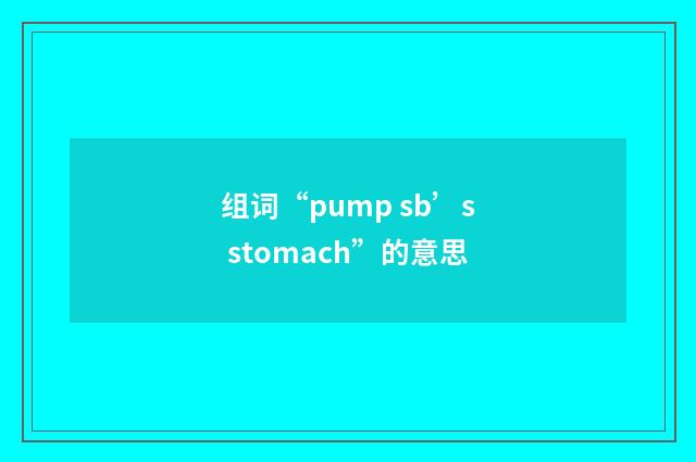 组词“pump sb’s stomach”的意思