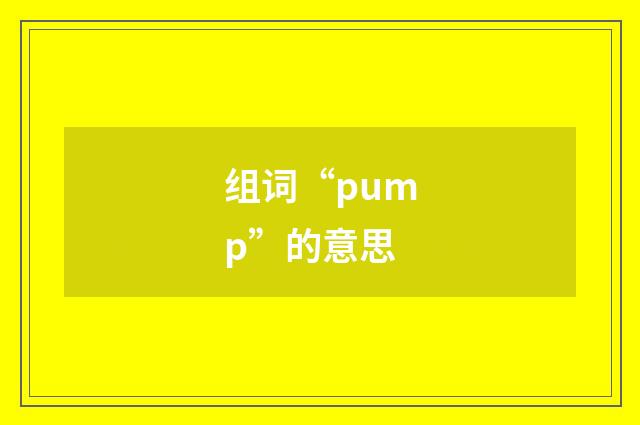 组词“pump”的意思
