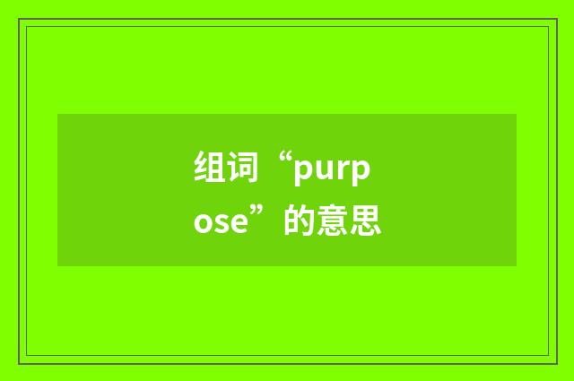 组词“purpose”的意思