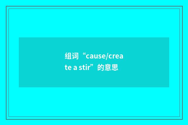 组词“cause/create a stir”的意思