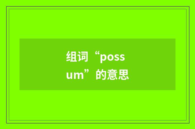 组词“possum”的意思