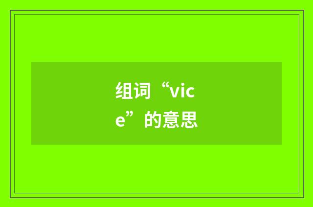 组词“vice”的意思