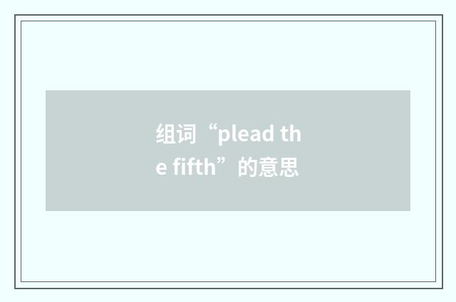 组词“plead the fifth”的意思