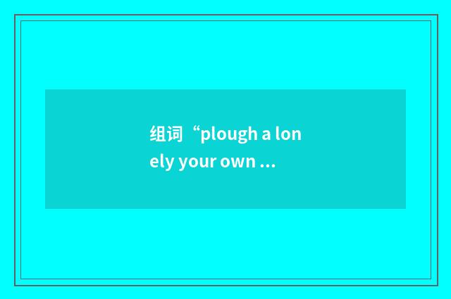 组词“plough a lonely your own etc. furrow”的意思