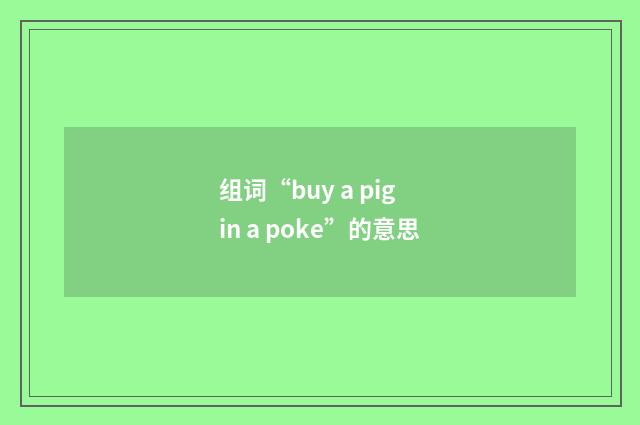 组词“buy a pig in a poke”的意思